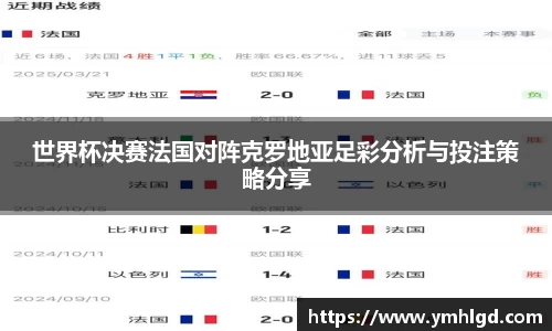 世界杯决赛法国对阵克罗地亚足彩分析与投注策略分享